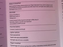 Breakfast menu