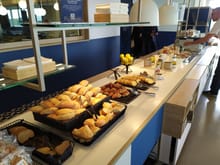Reasonable food selection in the Terminal 2G lounge at CDG airport 