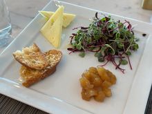 Bellwether Carmody (Micro salad, pear compote. sourdough crostini)
