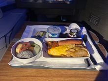 The omelette and fruit were fine. I passed on what appeared to be a hotdog. 
