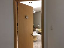 In the business lounge, the VIP room, 