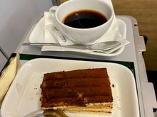 And a coffee with something I initially thought was tiramisu, but definitely wasn't