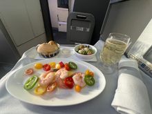 Poached prawns. Decent starter. 