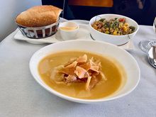 Arabic lentil soup 
fried pita chips