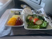 Cold salad, with the most saddest looking rice cake.  