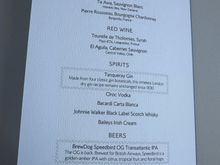 Menu for the regular meal