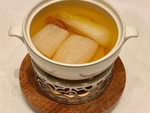 Bamboo pith , Chinese cabbage and mushrooms soup 