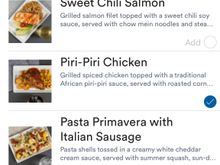 Preorder menu. For those who did not preorder, options included the chicken or the pasta. However, by the time the FA was halfway through row 2,  only pasta remained. 