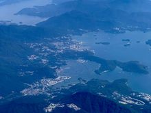 Departing from HKG. Hebe Haven, Sai Kung below. Went to school somewhere there in the '90s.