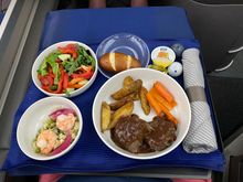 The shrimp salad with white rice and pea salad (very nice) and the beef which was soft and delicious.

 Not pictured is the sundae which was just ok. 