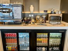 Coffee machine, local beers and soft drinks.