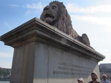 A lion guarding one of the bridges across the Danube - this one is right across from the palatial area in the Buda part of town (and close to the Hungarian Parliament building in Pest)