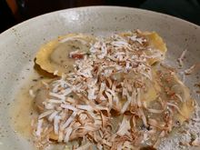 Ravioli al fungi with roasted ricotta shavings - daughter’s choice for a shared “primi” - lovely flavours and textures, the buttery sauce was superb, I’ll be thinking about how it was done for months.