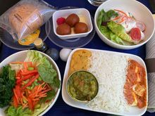 First meal. Note single raspberry in gulab jamun