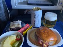 Burger for second meal. Not bad not great. Nice stella to wash it down. Brownie was not good at all, bland and tasteless.