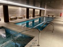 pool, saunas behind (steam and dry)