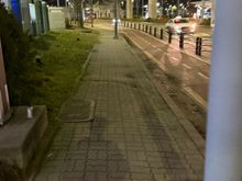 You should be waking down this bumpy pavement. 