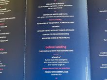 Long haul menu 