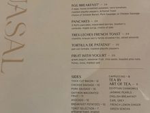 Breakfast menu 