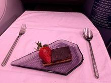 The dessert....nah. Not a fan of the Opera cake. Air India provides a warm cabin service but their F&B game needs a bit of improvement.