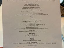 Dining menu