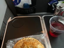 Mid flight snack, Spanish sausage pasty.