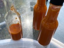 Finished ghost pepper hot sauce.