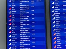 Departures board at KEF