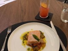 Olive oil seared salmon with ratatouille 