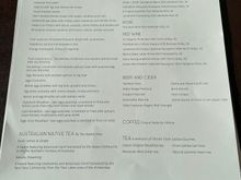 SYD QF First Lounge Summer Breakfast menu...plenty of options to satisfy all tastes