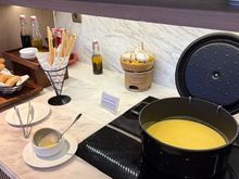 Bread, cream of pumpkin soup
