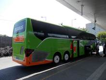 Bags being offloaded from Flixbus at Budapest Nepliget bus stand