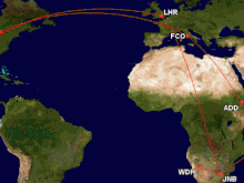 Namibia flight map