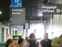 Waiting for the employee bus.