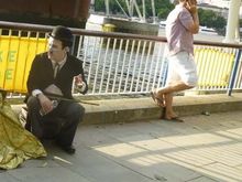 Tramp below Jubilee Bridge