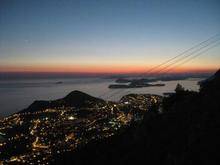 From the top of the cable car at night.