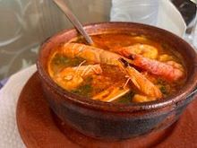 Rice soup with seafood