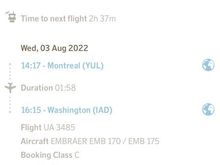 Booking shown in the SK app