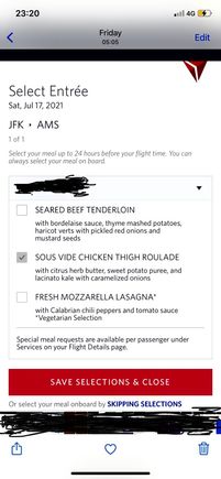 Sorry for the messy pic; pre-order available in the app 7 days before flight departure
