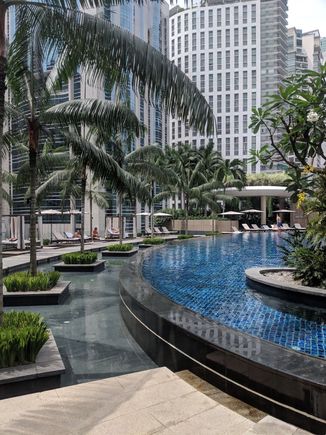 Really nice pool as well - looking up at the Petronas towers. 