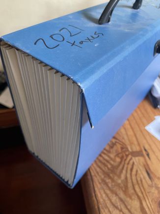 
BTW, there seems to be an assumption in this thread that a full IRS audit is some kind of horrible experience. I’ve never been through one, but I wonder how bad it could be. 

This accordion folder has every receipt and document needed to support every line item on my tax return. It also has every bank and credit card statement for 2021. 

If the IRS were call me in, I’d plop this down on the desk and say, “Have at it.”  I can’t think of anything an auditor would question. 