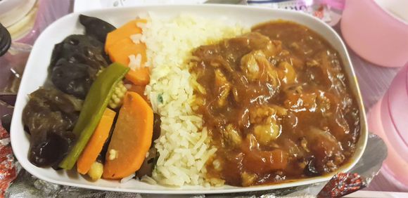 Stewed Pork with Capital Sauce Served with Egg Fried Rice