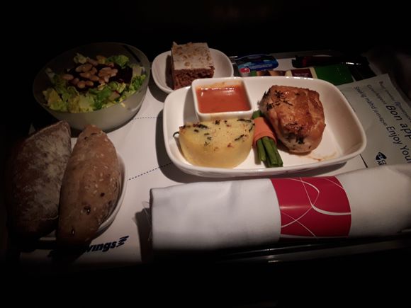 Czech airlines 737-900 Business class dinner