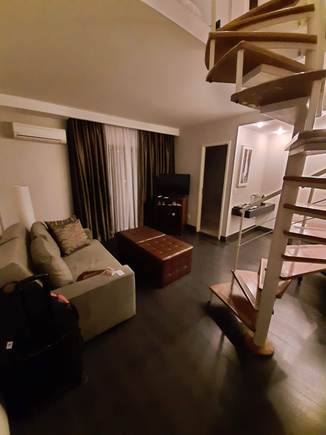 Split-level "premium room". Downstairs lounge.