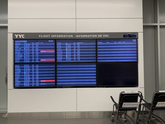The departure board shows all of the flights for the next 24 hours and it’s barely more than half full