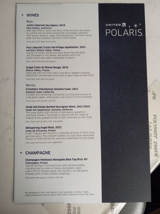 Wine list was correct, tried both whites which were tasty.