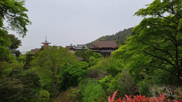 close to the pagoda was a beautiful viewing spot and virtually empty so a great view of the main kiyomizudera temple hall