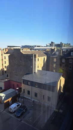 Side view from rm 531 ( can just see the top of the back of edinburgh castle jutting above an office building) at the top right