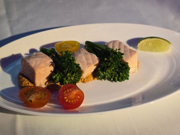 Dinner starter (salmon & broccoli)