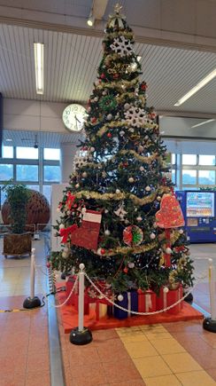 Christmas tree at the expo 1970 park monorail station ( Bampaku-kinen-kōen Station)